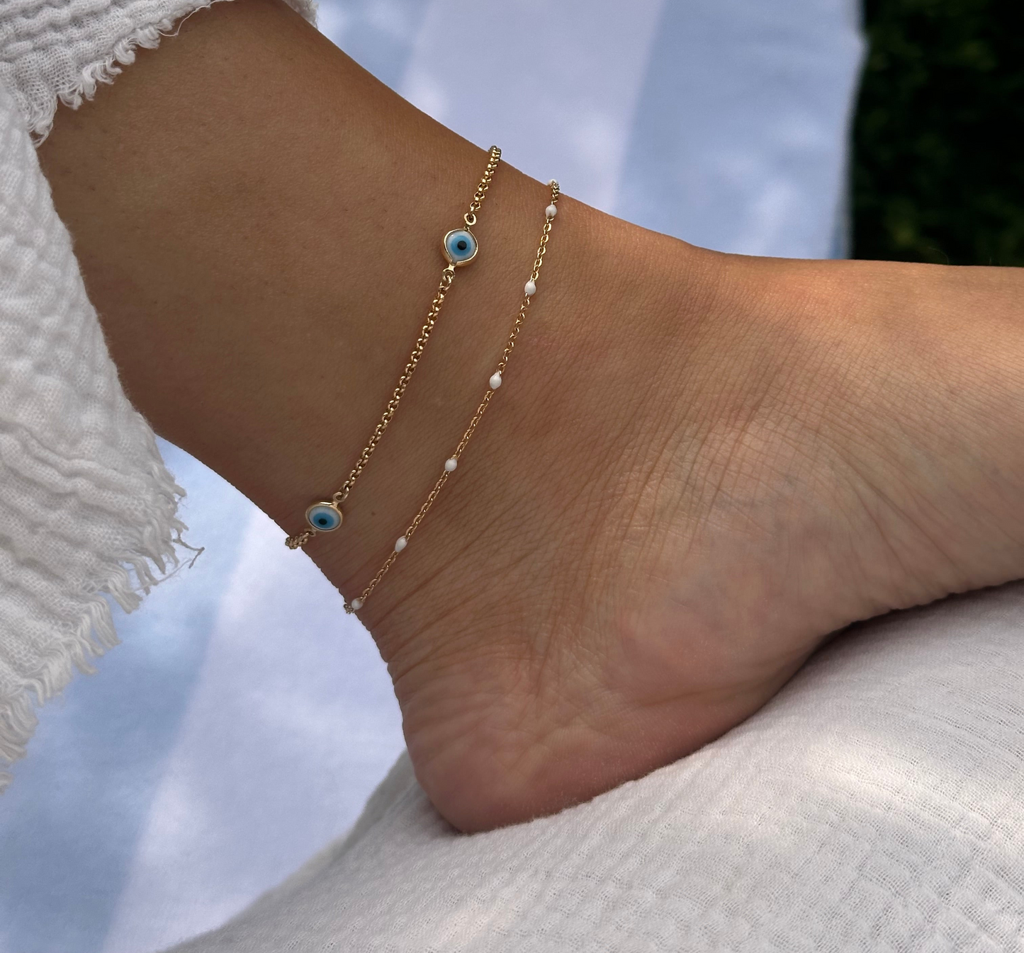 White Beaded Anklet