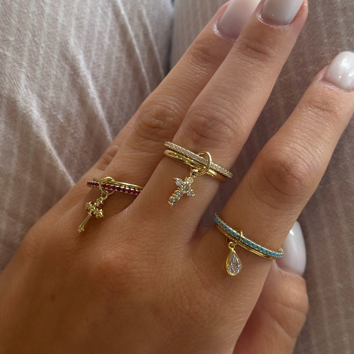 Linked Charm Ring