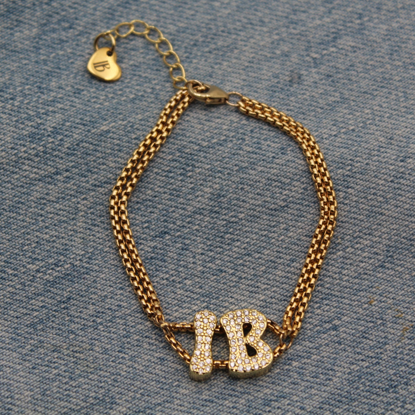 Double Bubble Initial Bracelet