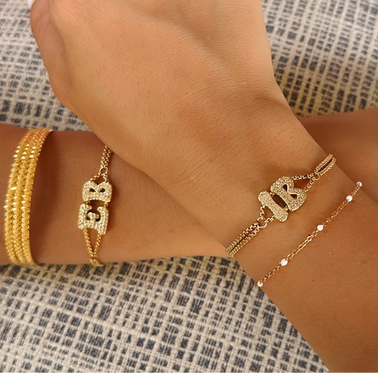 Double Bubble Initial Bracelet